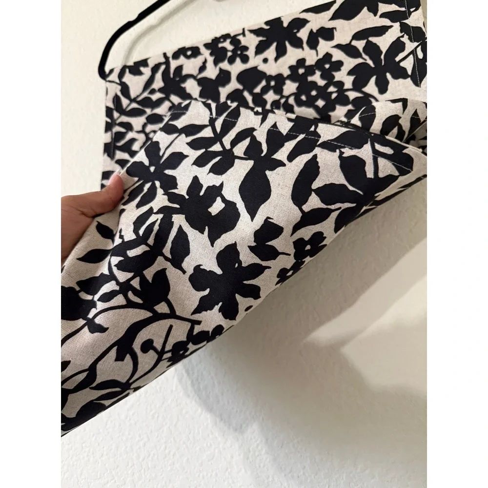 Crate & Barrel Eden Black Silhouette Floral Table Runner 90